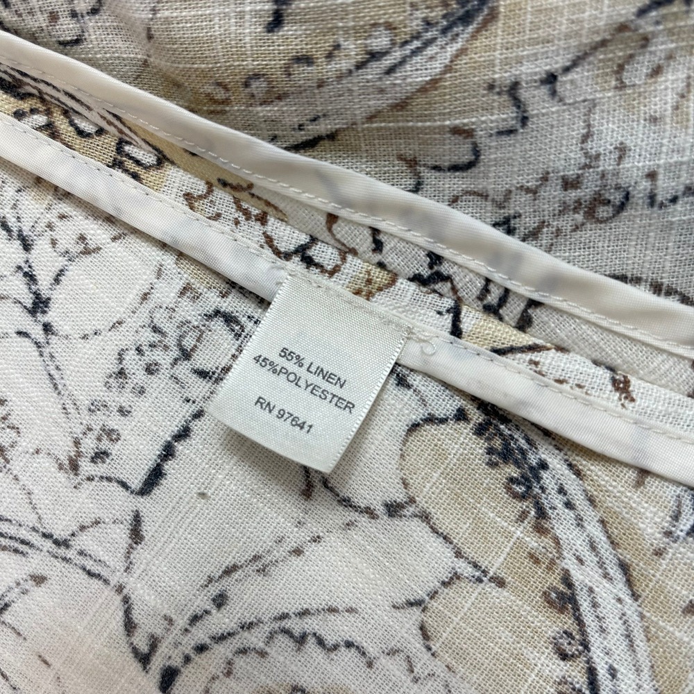 Feminine Floral Print Linen Blend Blazer Jacket Women's XL | Cottagecore Neutral - Picture 11 of 11